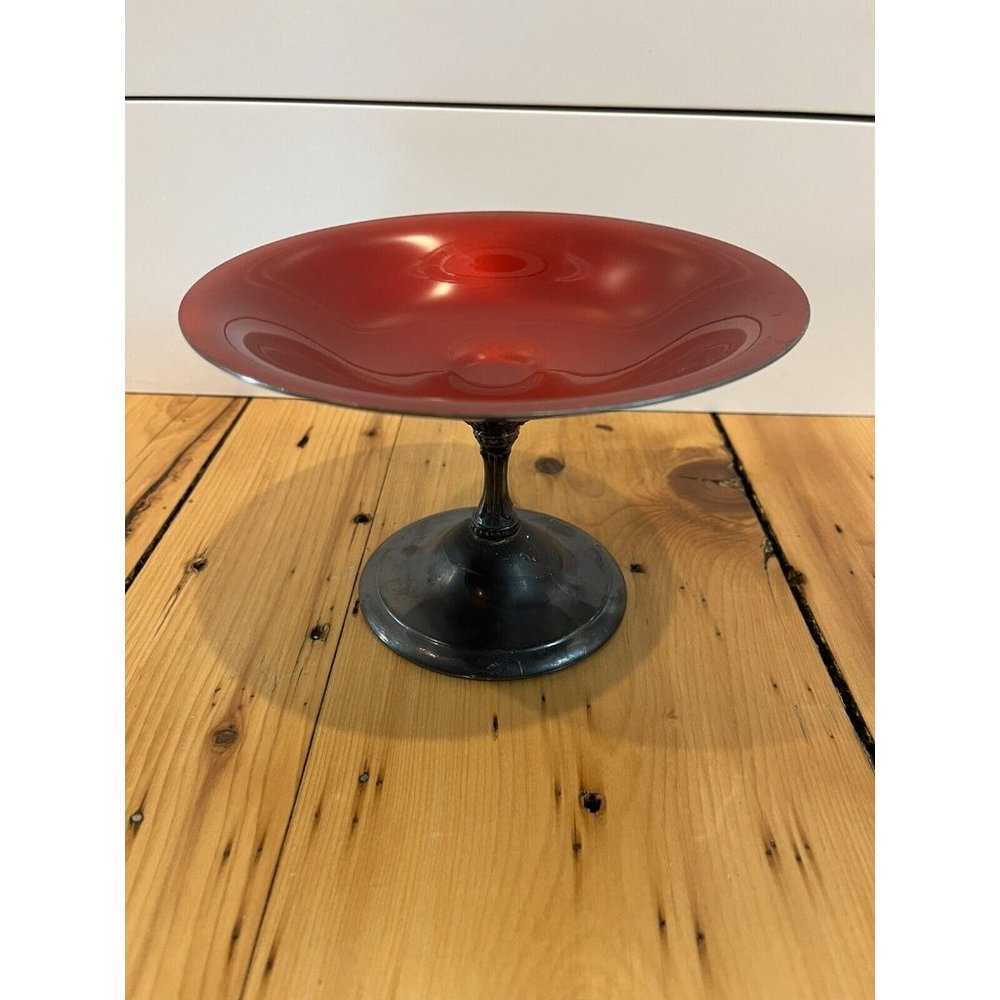 Reed & Barton 141 Red Silverplated Candy Dish. Plate-Footed Pedestal Compote.